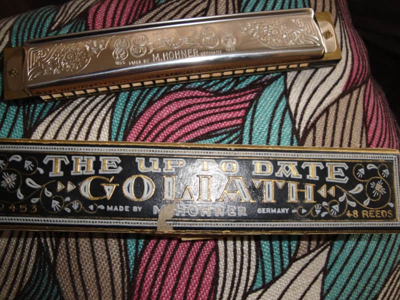 Harmonica Hohner Goliath made year=1881 silver vintage plays MAGIC image 1