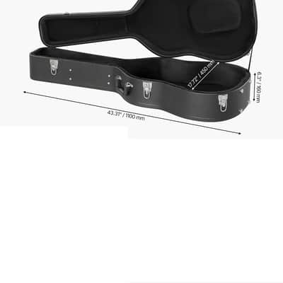 Acoustic Guitar Hard Case, 43.31 in Gourd-Shaped Guitar Hard Case, With Lock Latch Key Handle, PVC Padding Soft Lining Water-Resistant Hard Shell Guitar Case, for 39-41 in Acoustic Guitar, Black image 2