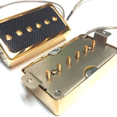 Q pickups Humbucker Sized P90s Set GOLD COVER BLACK FOIL PAF Fits Gibson Epi Greco Ibanez P90 Tone image 11
