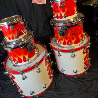 Rikki Rockett's Poison, 1990-1992 Flesh and Blood Tour DW 7-Piece Drum Set Early 1990s - Custom Red Flame Graphic by Cycle Fab image 21