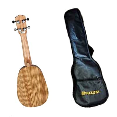 Suzuki PINEAPPLE Zebrawood Soprano Ukulele w/Sealed-Geared Tuning Machines & Lightweight Padded Gig-Bag 21" Natural Satin Finish - Indivdually serialized image 2