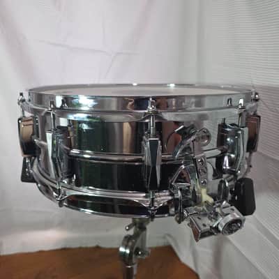 Ludwig No. 410 Super-Sensitive 5x14" 10-Lug Aluminum Snare Drum with Pointed Blue/Olive Badge 1969 - 1979 - Chrome-Plated image 8