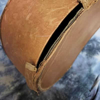 Vintage RARE 1955 Tan Green Geib Soft Shell Acoustic Guitar Case Leather Handle Gibson Epiphone Archtop Flattop image 6