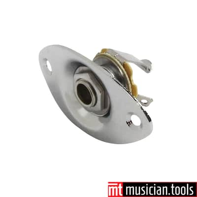 Chrome/Silver Oval Jack & Plate for Jackson, Ibanez, Charvel, PRS, ESP or other guitar image 2