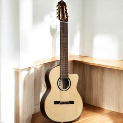 Ortega RCE158RW-8 Performer Series 8-String Classical Guitar â€“ Nylon Strings, Solid European Spruce, gloss finish Indonesian Rosewood, gloss finish, Cutaway, w/ Pickup image 2
