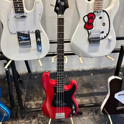 Red Silvertone Precision Bass Plays and Sounds good! image 4
