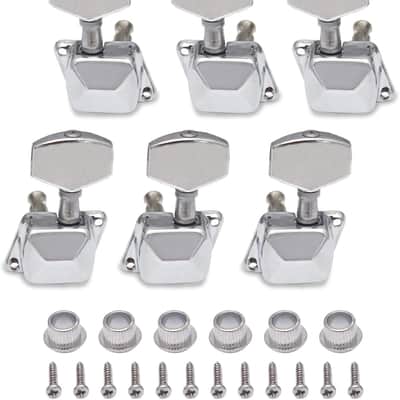 Semiclosed String Tuning Pegs Machine Heads Tuners 3L 3R Electric Acoustic Guitar parts Replacement Set of 6Pcs Chrome. (3L+3R) image 1