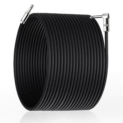 Guitar Cable 50ft, Amp Chord Electric Guitar Aux Amp Cord Braided, TS 1/4 Quarter Inch Straight to Right Angle Bass Instrument Cables Pro Audio (Black, 1-Pack) image 1