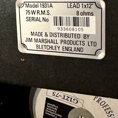 Marshall 1931A & 1931B Mini Stack - 1x12 Cabs - G12T-75 - 1993 image 4