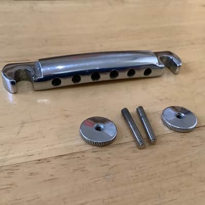 Gibson Stop tailpiece 1970’s - Chrome+ abr-1 bridge pins and domed thumb wheels image 2