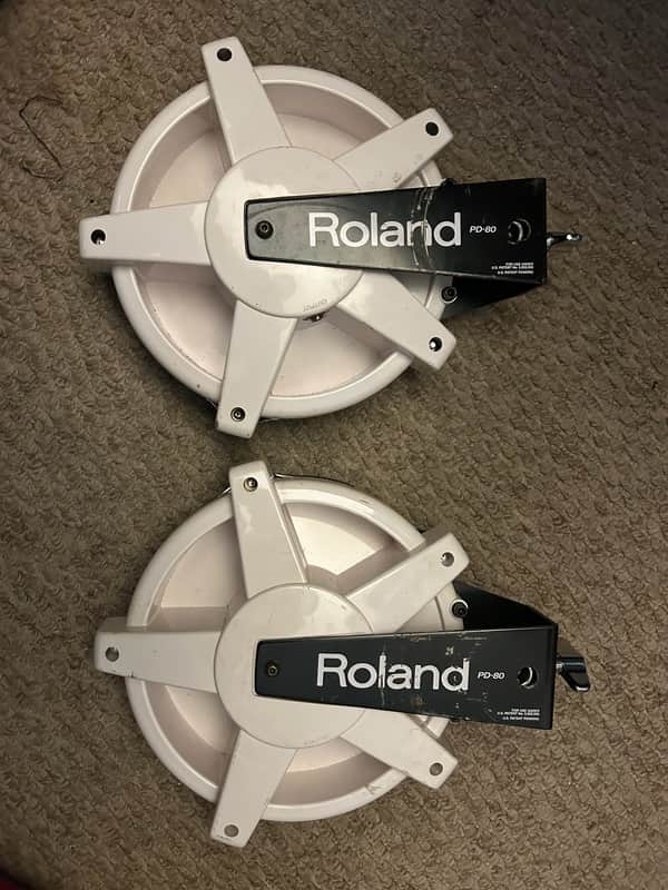 2 X ROLAND PD 80 PADS 2000's - MOULDED PLASTIC FRAME with MESH HEADS image 1