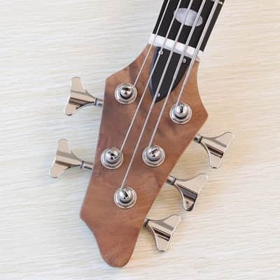 Blue Custom 5 String Electric Bass, Burl Wood Top Ash Body, Maple Neck Through image 5