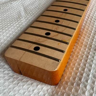 Fender Squire Tele,Telecaster Guitar NECK, CUSTOM UPGRADED to simulate a 60's Neck, with a NEW vintage Nitrocellulose Amber Finish,Kluson style tuners, New Vntage Tele Neck Logo decal image 7