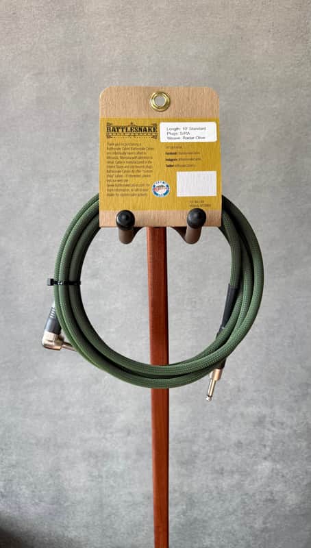 Rattlesnake 10' Standard Instrument Cable (Straight to Right Angle, Radar Olive) image 1