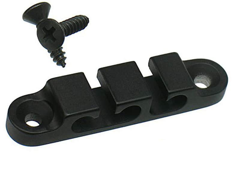 Hipshot 2SR-03B 3-String Retainer/String Guide for Bass - BLACK with Screws image 1