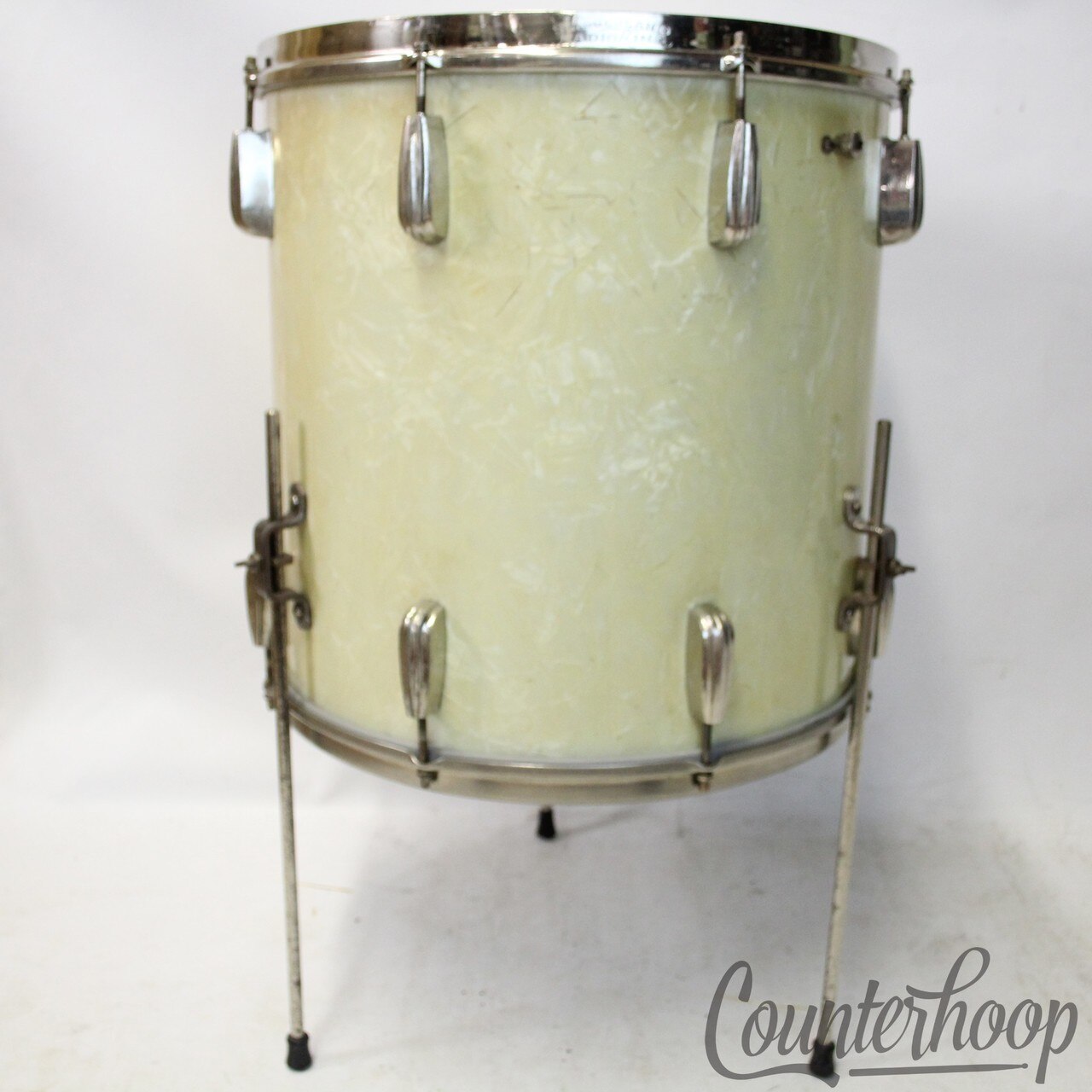 Slingerland 16x16"40s Floor Tom Drum Radio King Engraved White Marine Pearl WMP — main photograph