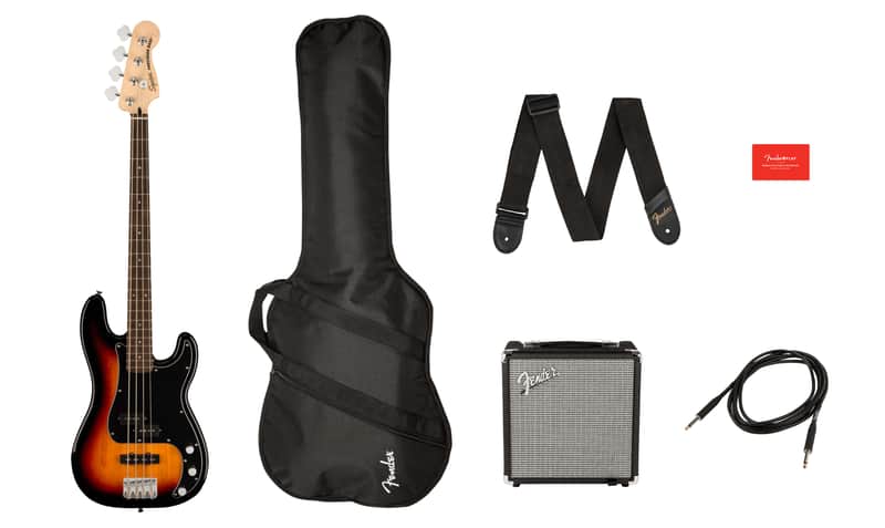 Fender E117-Fender Affinity Series™ Precision Bass® PJ Pack, Laurel Fingerboard, 3-Color Sunburst, Gig Bag, Rumble 15 – 120V - Sunburst image 1