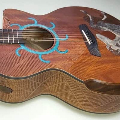 Acoustic Guitar Handmade by Blueberry, 6 String wood Pan God of the Wild Guitar, Custom Handcrafted Wooden Guitar, Grand Concert Guitar image 10