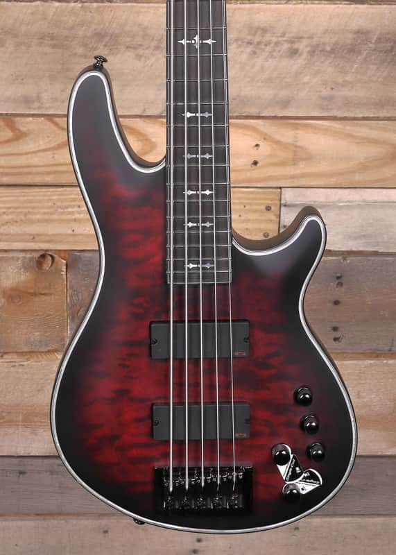 Schecter Hellraiser Extreme-5 5-String Bass Crimson Red Burst Satin image 1