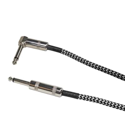 2 PACK pair 20 ft foot right angle straight 1/4 to 1/4 guitar cable cord lead image 3