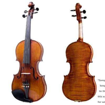 Cecilio 4/4 Advanced to Professional Level Violin Featuring Aged 7 Years+ Select Solid Spruce Top Highly Flamed One-Piece Maple Back and Sides, Real Ebony Components, Brazilwood Bows, Hand-Rubbed... image 1