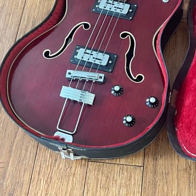 Vintage Ovation Typhoon Bass 1222-2 Fretted 1968/69 - Wine Red image 2