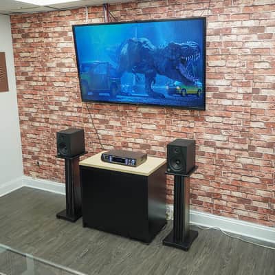 (2) Rockville RockShelf 68D 400w Dark Wood 6.5" Bookshelf Speakers+28" Stands image 9