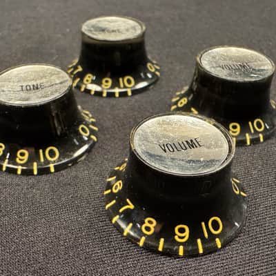 Gibson OEM Custom Shop SG 61 Reissue Black Butyrate Reflector Knobs Les Paul Correct Vintage Spec image 2