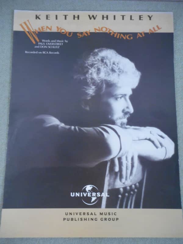 Warner Bros Keith Whitley "When You Say Nothing at All" Sheet Music 1988 image 1