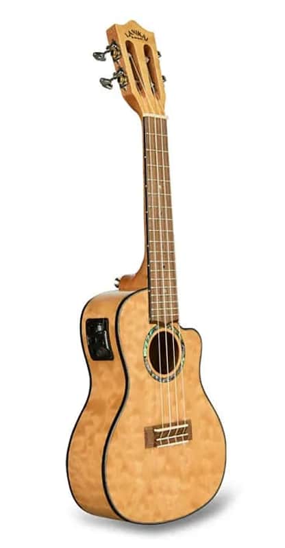 Lanikai QM-NACEC Concert Quilted Maple Natural Acoustic/Electric Ukulele & Bag image 1