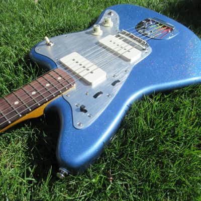 Jazzmaster Guitar 60s Style Handmade Lightweight P90 Custom Lake Placid Blue Rainbow Flake Nitro image 24