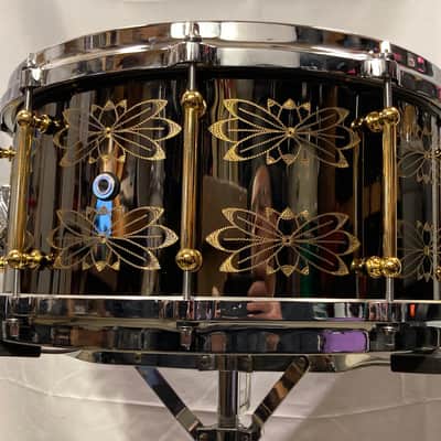 DW - 14x6.5" Memphis Drum Shop 30th Anniversary Limited Edition, Brass Snare Drum, Engraved with Gold Hardware & Tube Lugs 2010's - Black Nickel Over Brass image 12