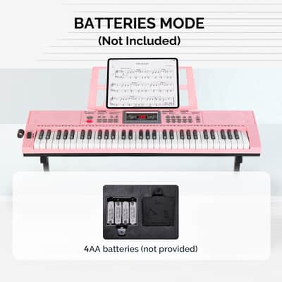Glarry GEP-202 61-Key Keyboard Z-Stand with Piano Stool - Pink image 6