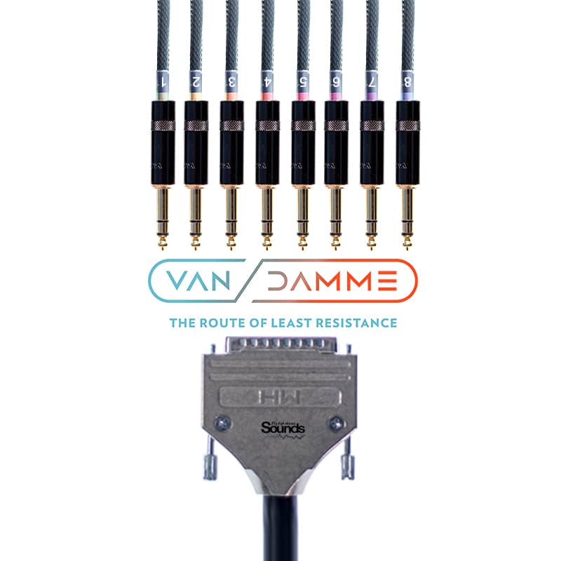 D-Sub DB25 Multicore 8 Way Studio Grade Analog Cable Loom 1M (Balanced TRS Male Gold ) Van Damme image 1