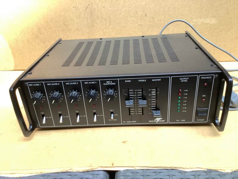 Monacor  PA 1202 power amp mixer rack 19”  powered mixer image 1