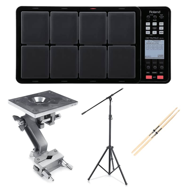 Roland OCTAPAD SPD-30 Black - Roland APC-33 - Pyle Heavy Duty Mic Stand - Drum Stick image 1
