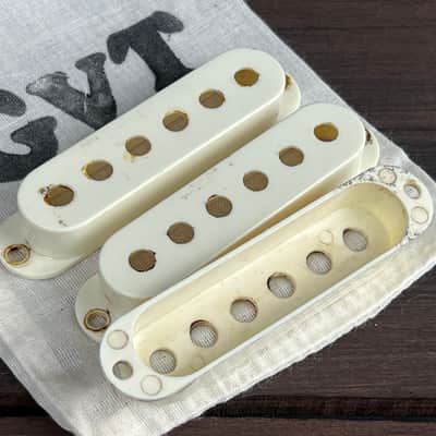 Pre cbs Nylon Pickup cover for Stratocaster®️ correct tool marks Vintage white aged image 7