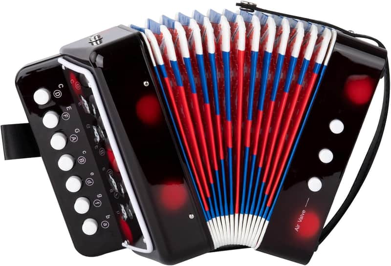 kids Accordion 10 Buttons Keys Toy Accordion MIni Accordian Musical Instrument for Children Beginners (Black) image 1