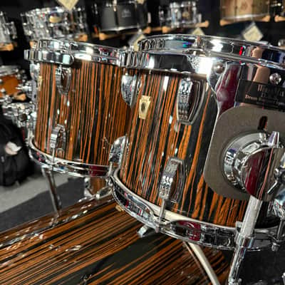 ~RARE!~ Ludwig Classic Maple 6-Piece 8/10/12/14/16/22 Drum Kit Set in Exotic Macassar Ebony Lacquer with SKB Soft Cases (Rm 4) image 6