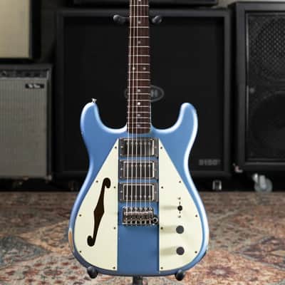 Nash Wayfarer Semi-Hollow Electric Guitar - Ice Blue Metallic with Hardshell Case image 3