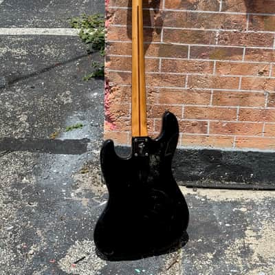 Fender Jazz Bass 1974 - cool Black Jazz w/the last of the 4-Bolt Black Block Maple Necks a la Geddy Lee. image 3