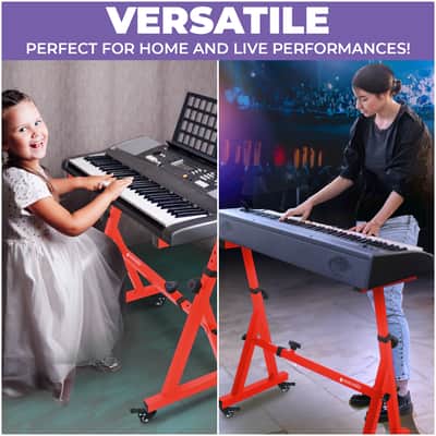 Liquid Stands Red Piano Keyboard Stand - X Style Adjustable & Portable Music Stand (Red) image 6