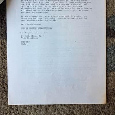 Vintage 1978 CF Martin Strike Information Packet w/ Letter to Dealers! image 2
