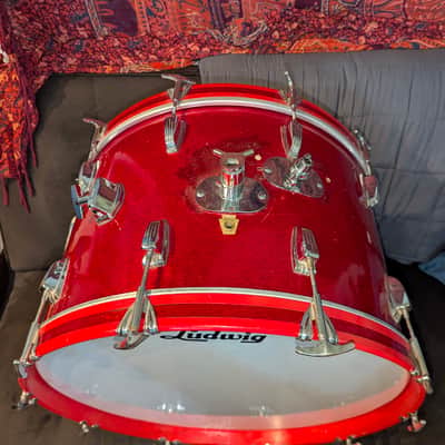 Ludwig  Super Classic Red Sparkle Bass Drum 22x14 60s image 3