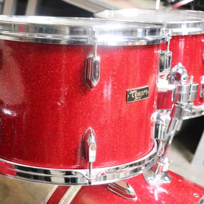 Tempro 4pc Drum Set Red Sparkle Vintage 1970's image 4