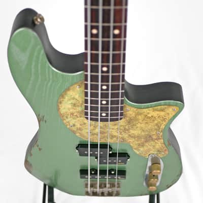 Offbeat Guitars "Priscilla" Bass in Avocado Metallic Relic, EMG Geezer Butler PJ PUs, Gotoh Hardware image 6