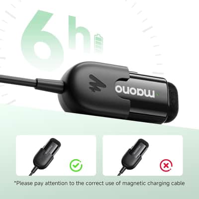 MAONO Wave T1 Mini Wireless Lavalier Microphone for iPhone 17 16 15 Android Tablet with USB-C Plug, Noise Cancellation, AI Voice Filter, 30H Used for Video Recording Content Creating YouTube TikTok image 2
