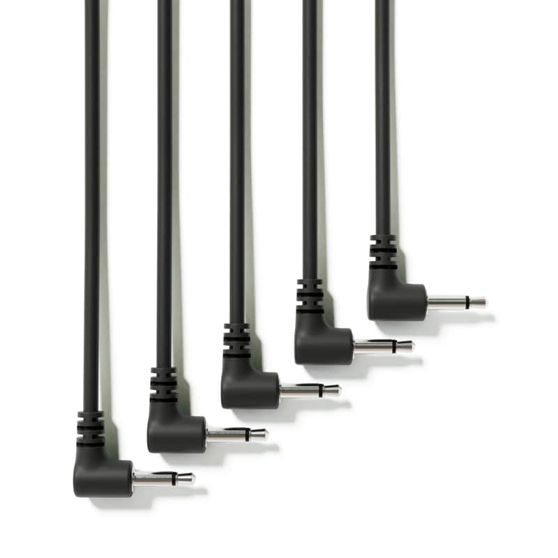 ExcelValley [Black | 150 cm - 59.06"] 5-Pack - Right Angle Mono Modular Patch Cables image 1