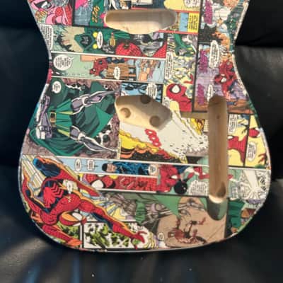 Custom Telecaster Tele Body w/Hand applied Spiderman/Dr. Doom Comic book panels image 1