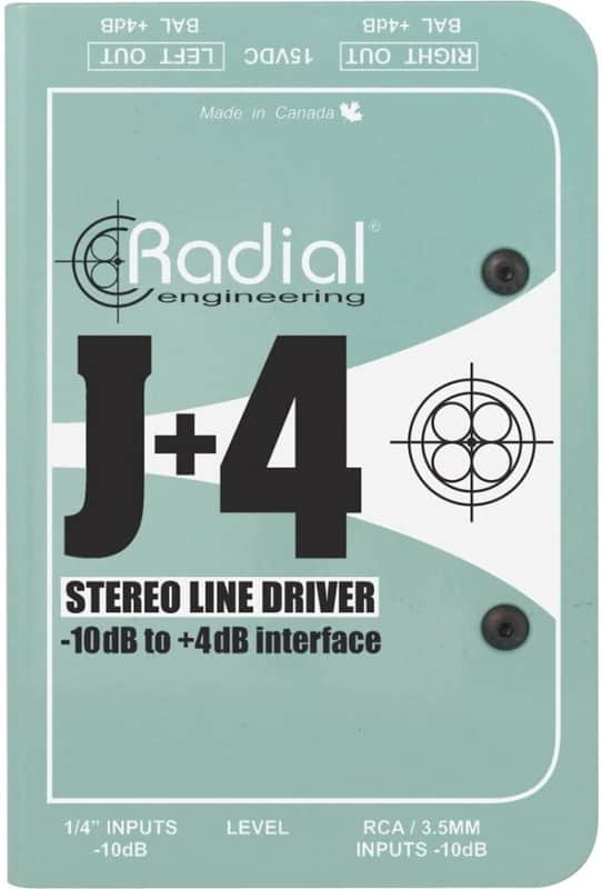 Radial J+4 Stereo Line Driver -10dB to +4dB Interface DI image 1